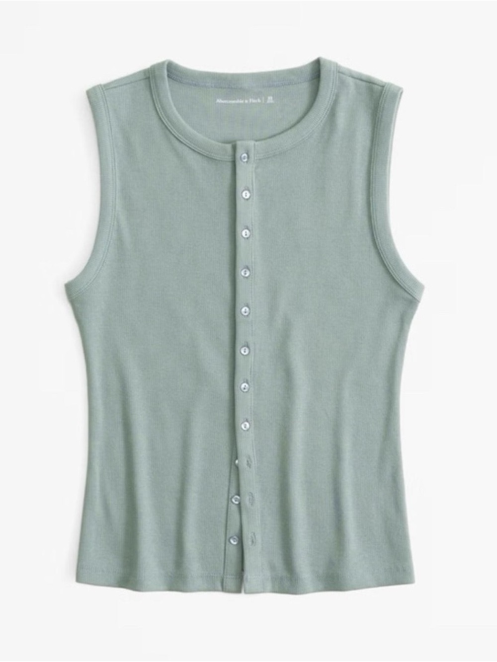 Abercrombie & Fitch Sleeveless Button-Front Tank - Sage